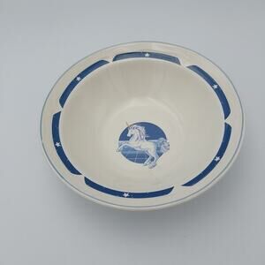Tienshan Blue Unicorn Soup Salad Bowls‎ Stoneware Replacement Vtg